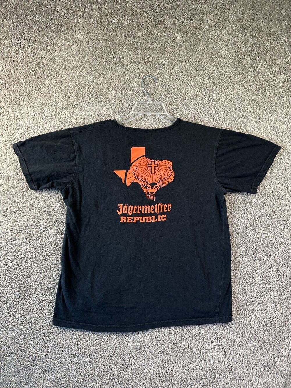 Jagermeister Shirt Womens Extra Large Black Orange Texas Short Sleeve FLAW